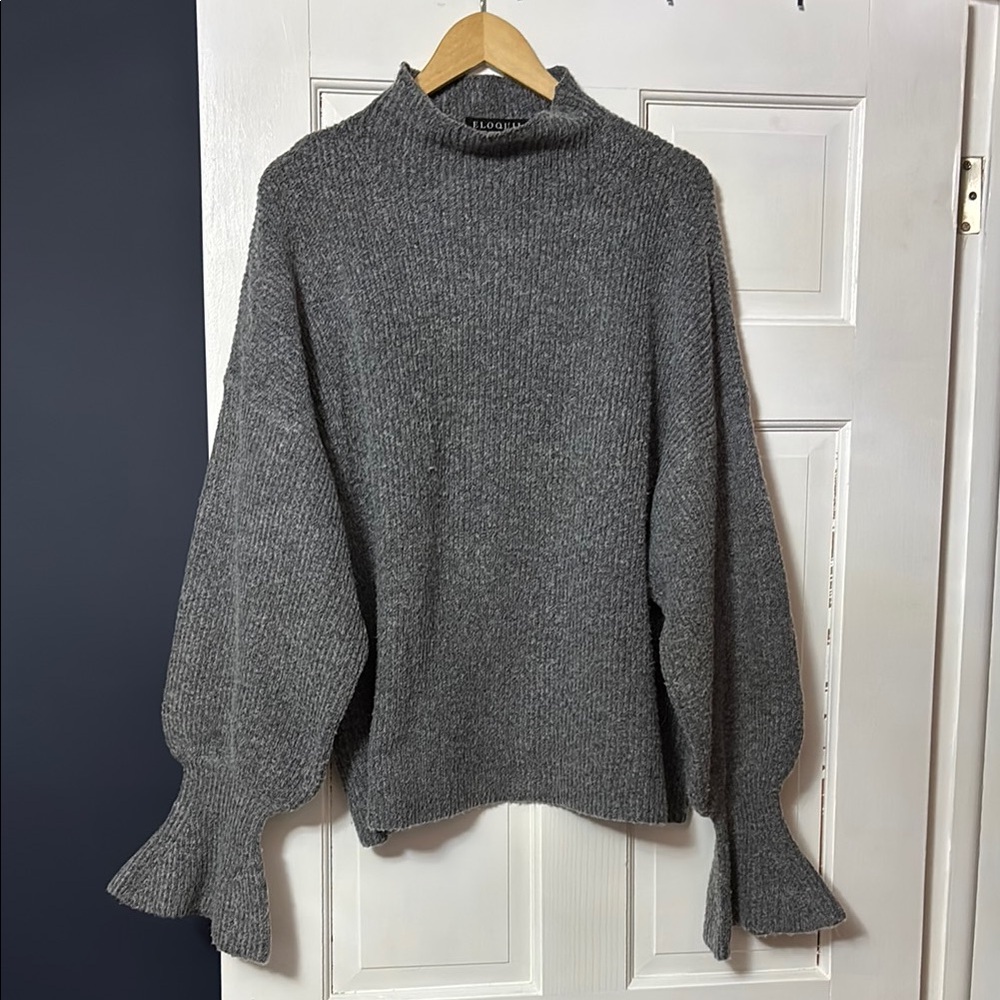 Gray Cowl Neck Sweater with Voluminous Sleeves by Eloquii size 22